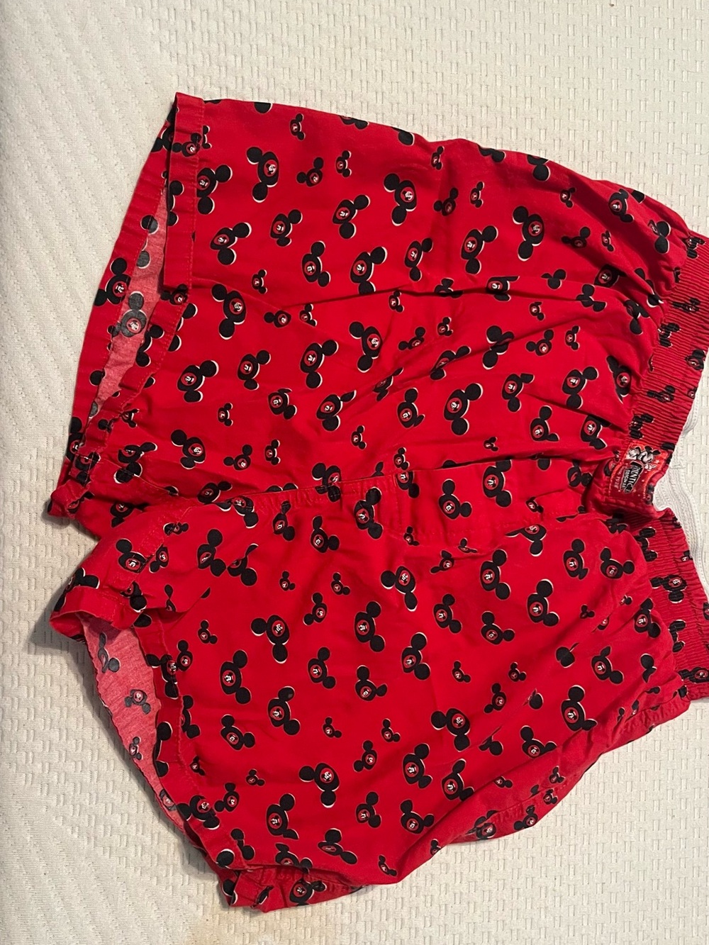 Disney Red High-Waist Printed Shorts with Black Character